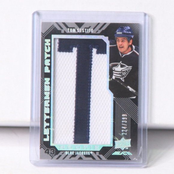 Tom Sestito UD Black Lettermen Patch Card 2008/09 Columbus Blue Jackets 224/399 - Picture 1 of 2